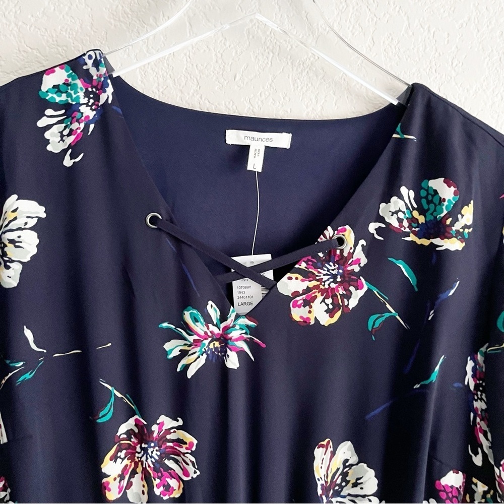 MAURICES Navy Floral Print Dress Size Large NWT - Picture 5 of 10
